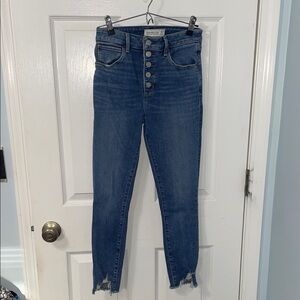 Abercrombie & Fitch Distressed High Rise Super Skinny Ankle Jeans